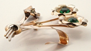 Bond Boyd Sterling Green and Clear Diamante Statement Brooch